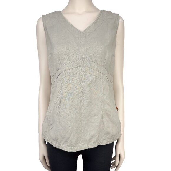 CHLOROPHYLLE Lotus Gorpcore Linen blend Sage Green Embroided Athletic Tank Top S - Picture 1 of 10